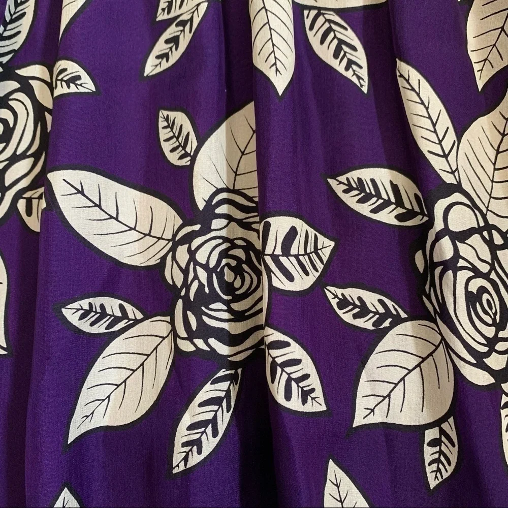 ALICE + Olivia purple floral silk swing mini tunic sleeveless dress - Picture 4 of 6